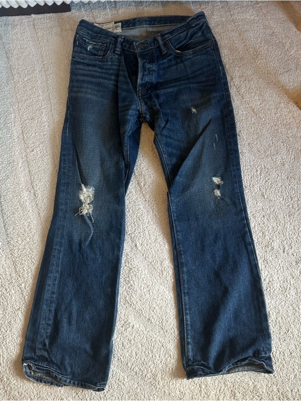 Abercrombie Y2K Girls Baxter Low Rise Slim Boot Distressed Jeans